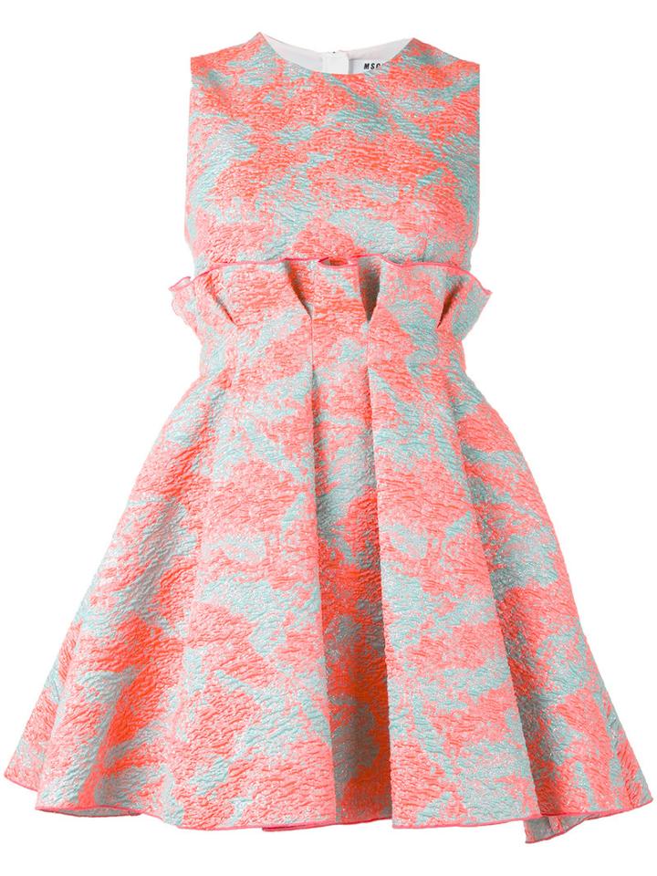 Msgm Jacquard Skater Dress, Women's, Size: 42, Pink/purple, Polyamide/polyester/metallic Fibre