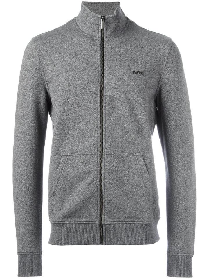 Michael Kors Front Pockets Zipped Sweatshirt, Men's, Size: Large, Grey, Cotton/spandex/elastane