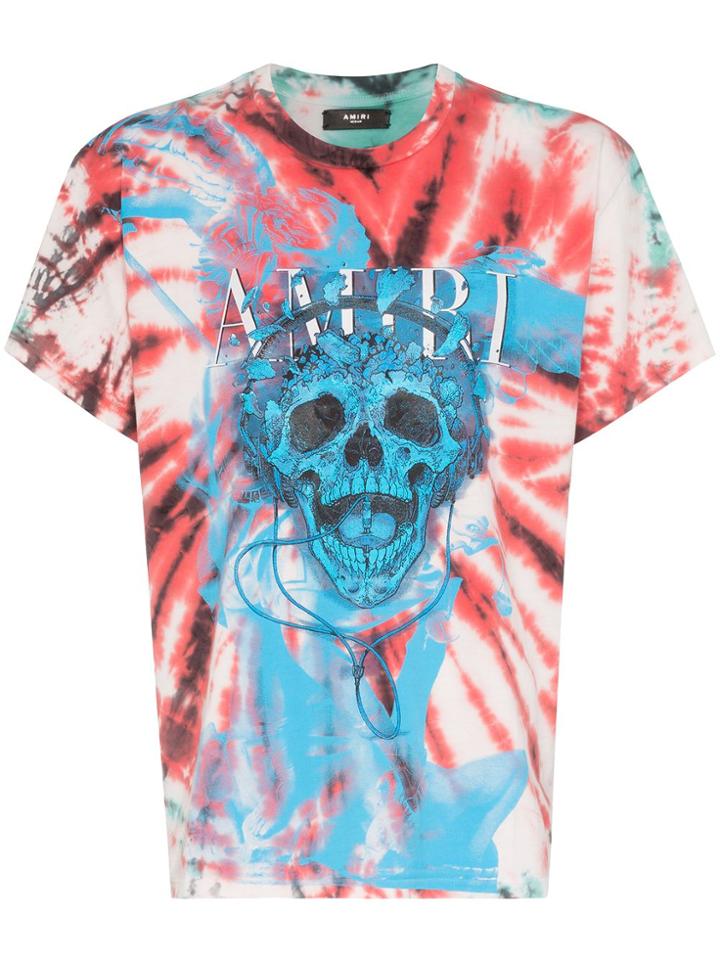 Amiri Skull-logo Tie-dyed T-shirt - Green