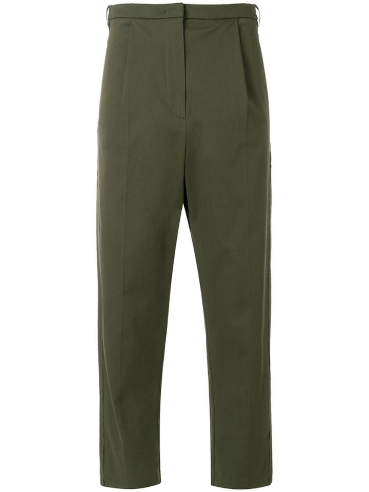 Pinko Cropped Straight Leg Trousers - Green