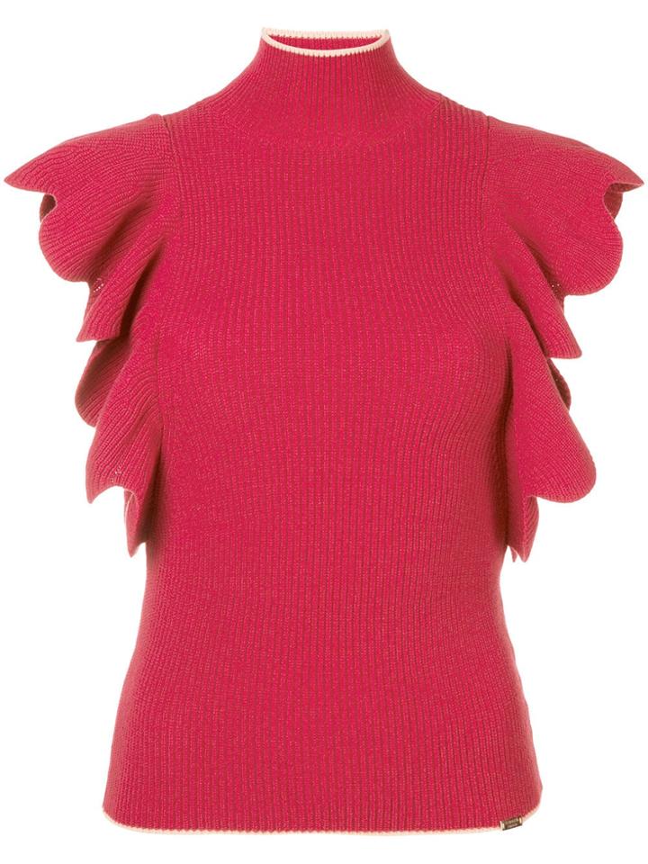 Elisabetta Franchi Turtle Neck Knitted Top - Pink & Purple