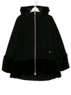 Herno Kids Zip-up Hooded Coat - Black