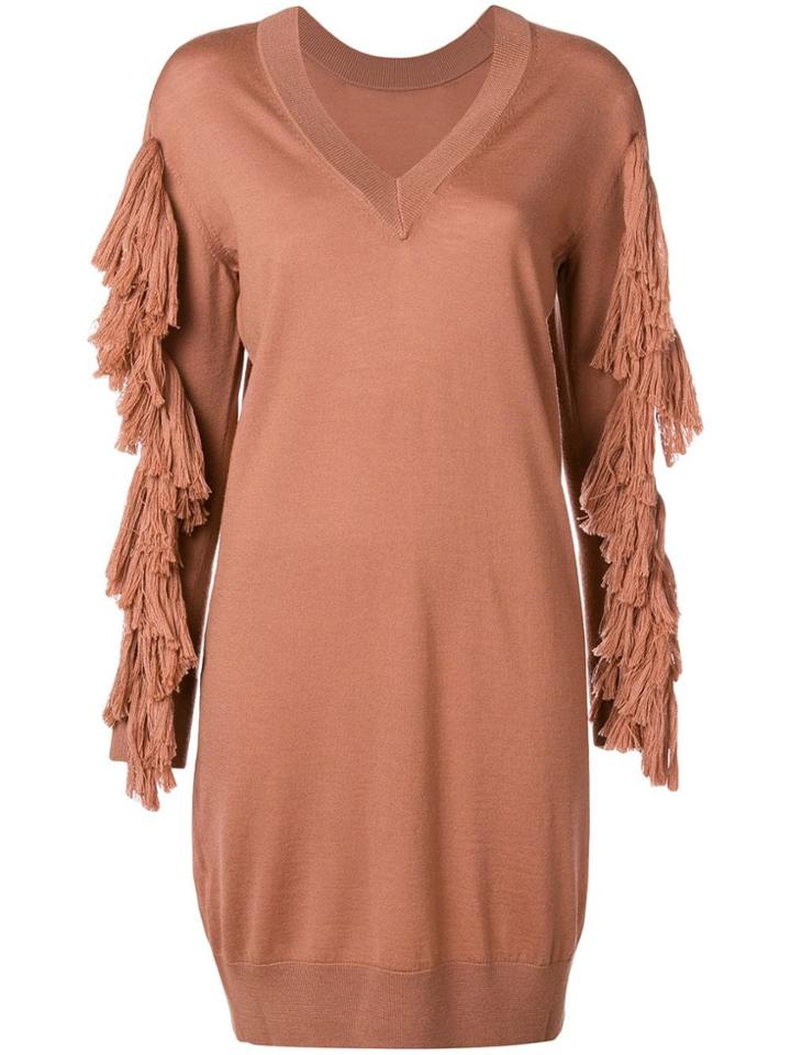 Nude Tassel Detail Sweater Dress - Nude & Neutrals