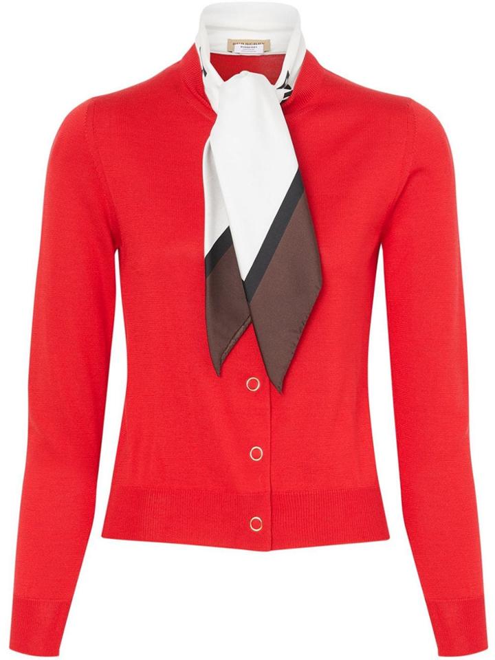 Burberry Scarf Detail Silk Cardigan - Red