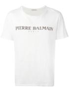 Pierre Balmain Logo Print T-shirt, Men's, Size: 50, White, Cotton