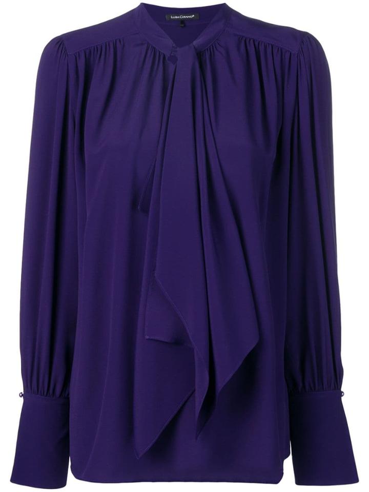 Luisa Cerano Tie Neck Longsleeved Blouse - Purple