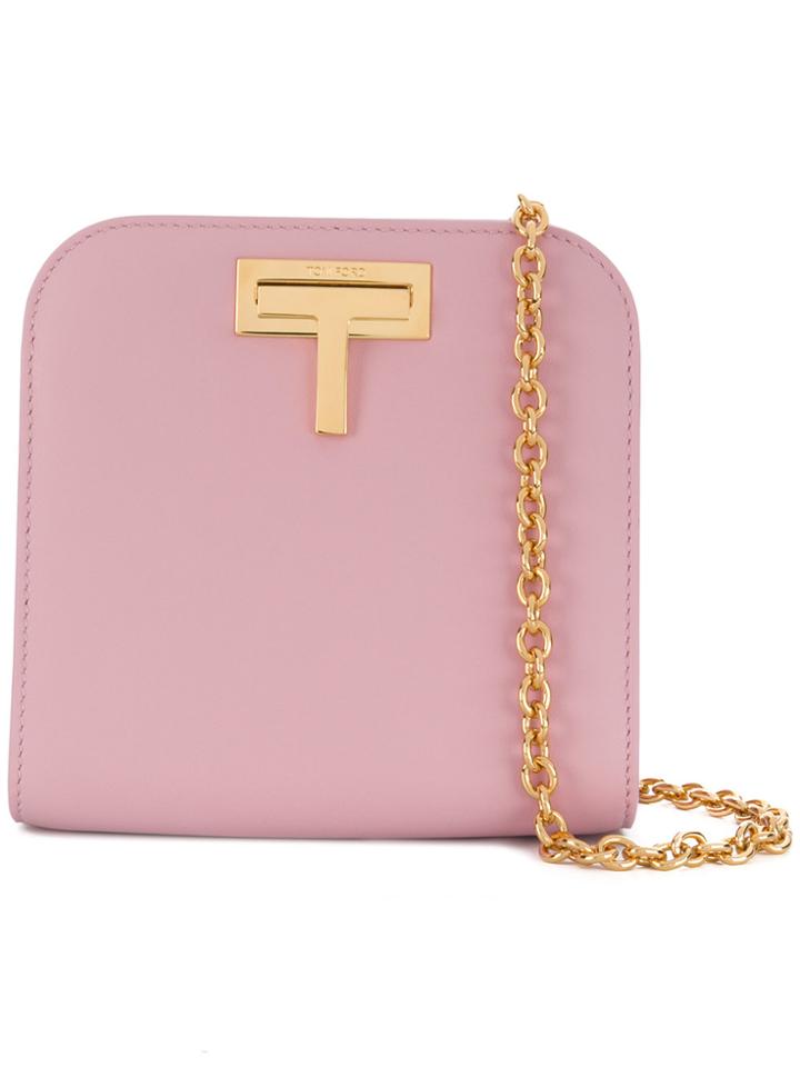 Tom Ford T Logo Plaque Shoulder Bag - Pink & Purple