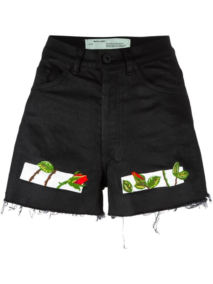 Off-white Embroidered Shorts, Women's, Size: 28, Black, Cotton/polyester/spandex/elastane