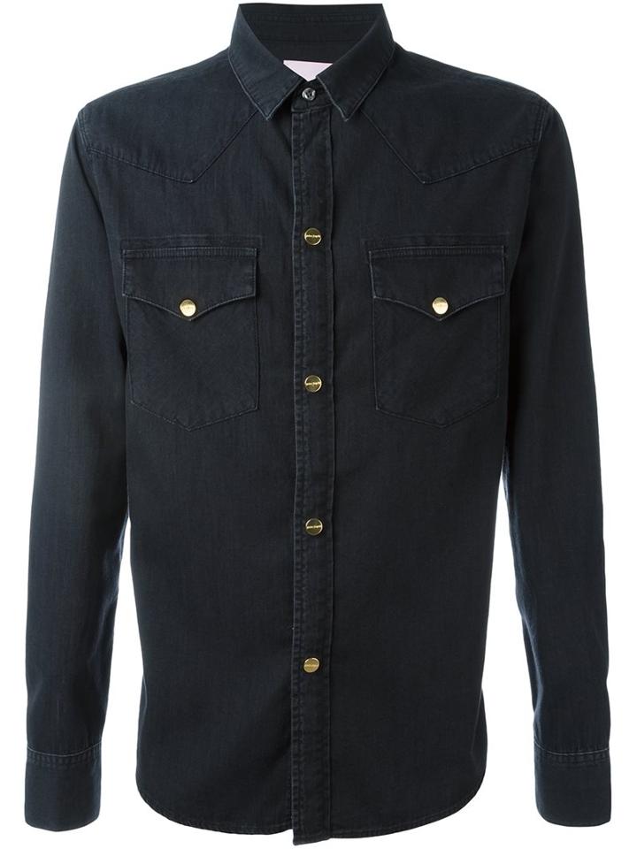 Palm Angels Denim Shirt, Men's, Size: 48, Black, Cotton