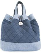 Chanel Vintage Quilted 2way Chain Backpack Hand Bag, Women's, Blue