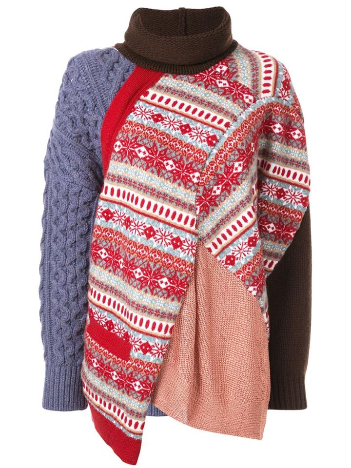 Kolor Patchwork Roll Neck Jumper - Multicolour