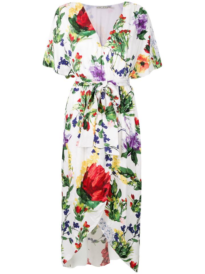 Alice+olivia Floral Print Wrap Dress - White