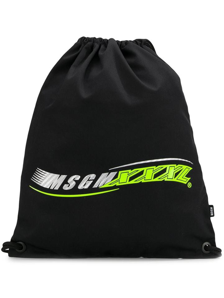Msgm Contrast Logo Backpack - Black
