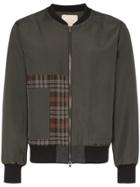 78 Stitches Check Patch Bomber Jacket - Green