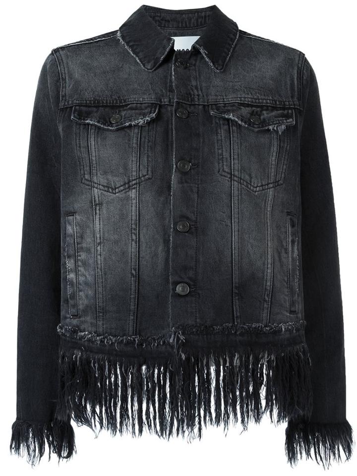 Msgm Fringed Cropped Denim Jacket