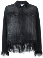 Msgm Fringed Cropped Denim Jacket