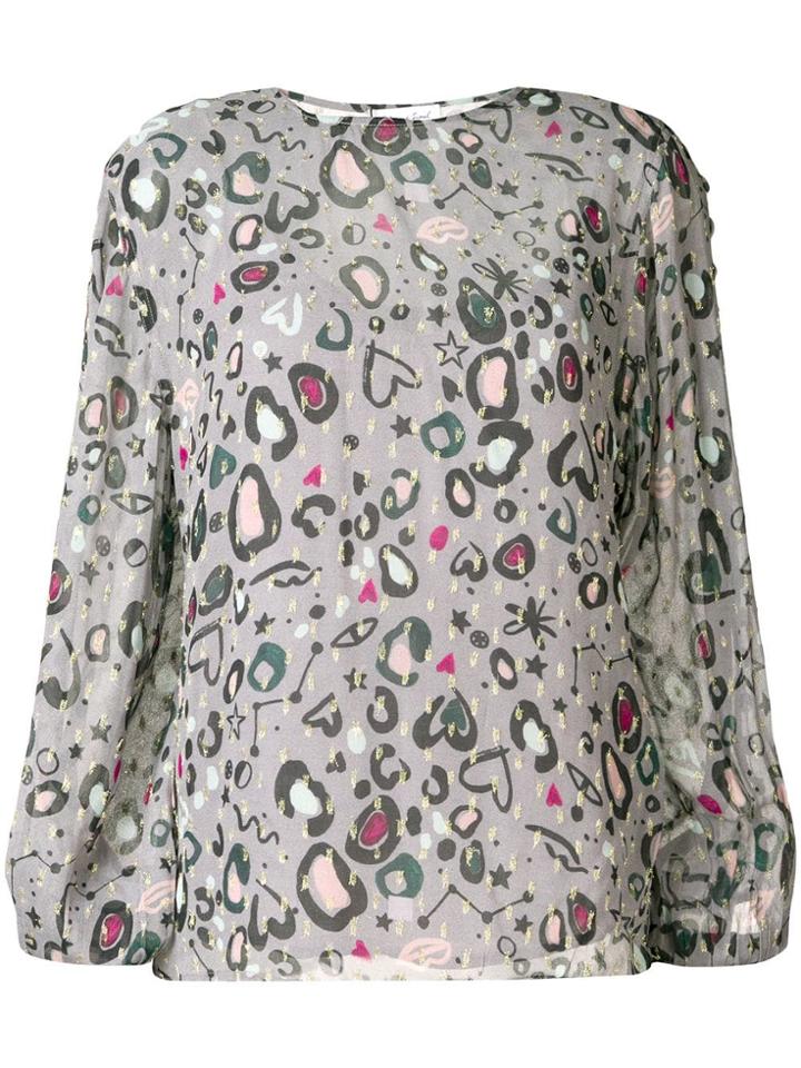 Lily And Lionel Doodle Leopard Livia Blouse - Grey