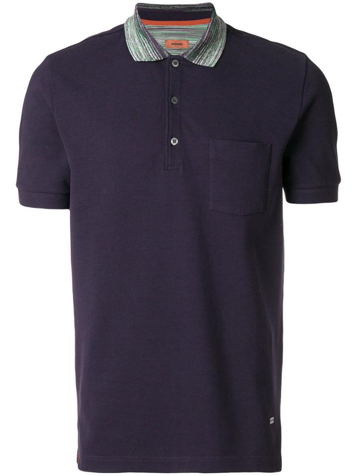 Missoni Striped Collar Polo Shirt - Pink & Purple