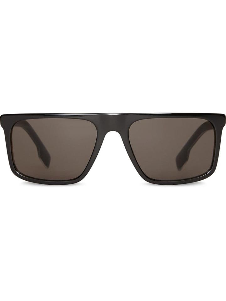 Burberry Vintage Check Detail Straight-brow Sunglasses - Black