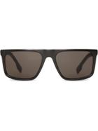 Burberry Vintage Check Detail Straight-brow Sunglasses - Black