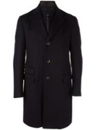 Corneliani Buttoned Mid-length Coat, Men's, Size: 56, Blue, Virgin Wool/polyester/polyamide