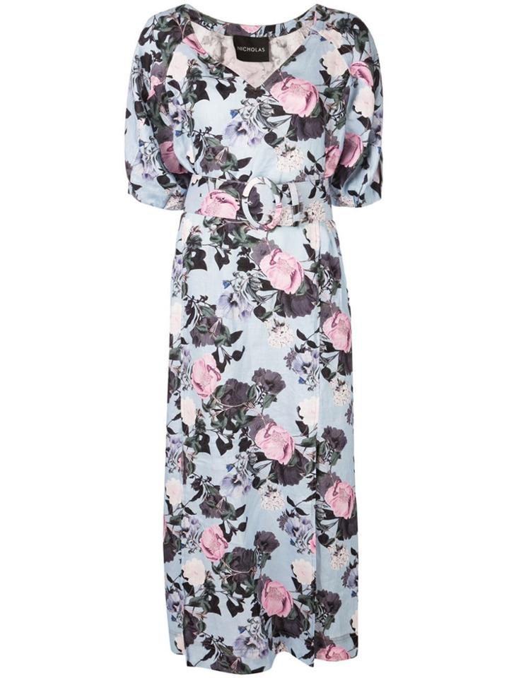 Nicholas Floral Kaftan Dress - Blue