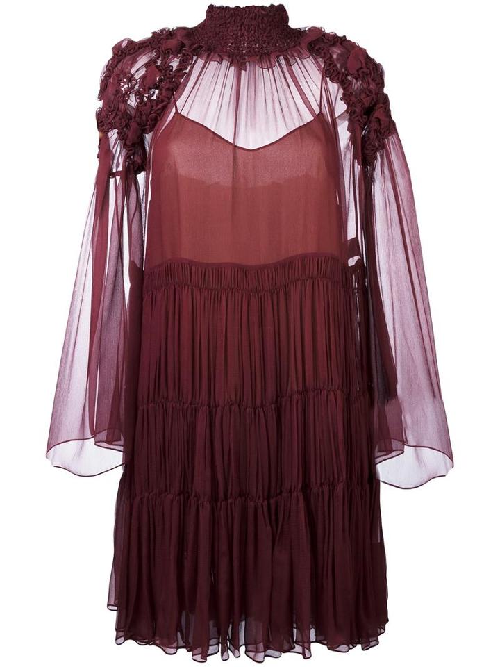 Chloé Tiered Dress, Women's, Size: 36, Pink/purple, Silk/polyester