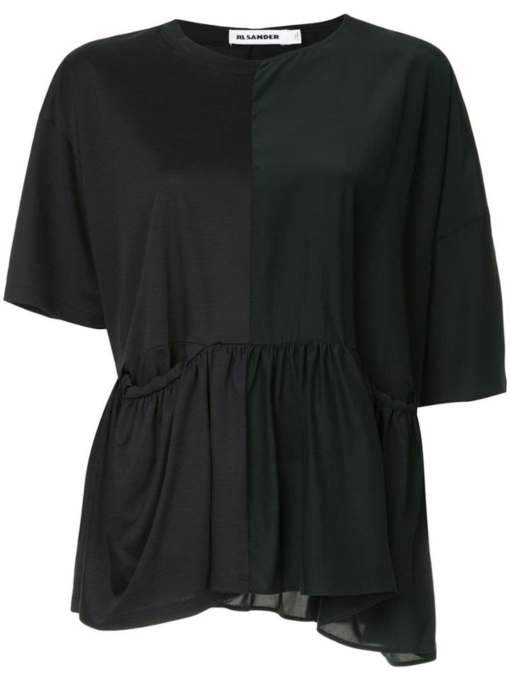Jil Sander Asymmetric Ruffle T-shirt - Black