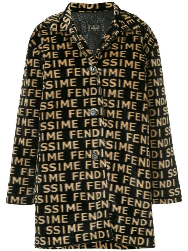 Fendi Pre-owned Fendi Pre-owned Logos Long Sleeve Coat - Black
