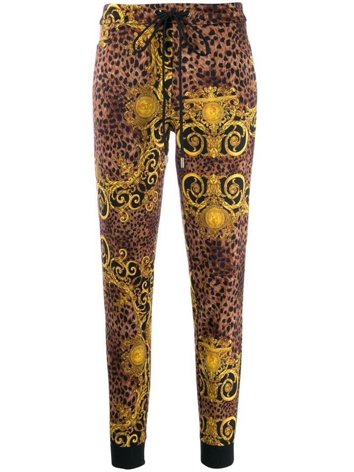 Versace Jeans Couture Leopard-print Sweatpants - Black