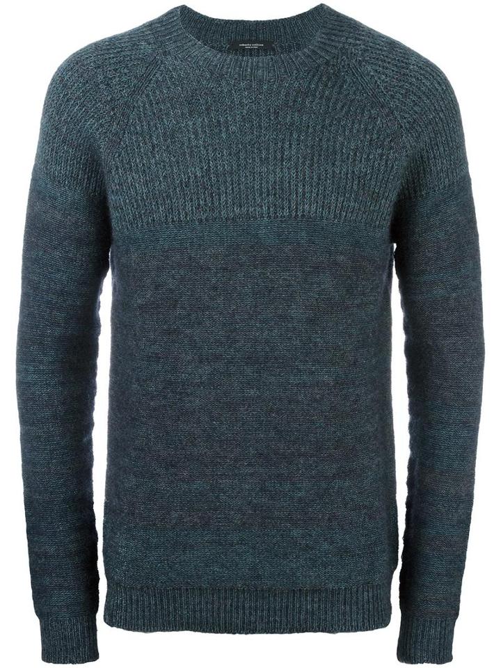 Roberto Collina Ribbed Tonal Sweater, Men's, Size: 52, Blue, Polyamide/spandex/elastane/alpaca/merino