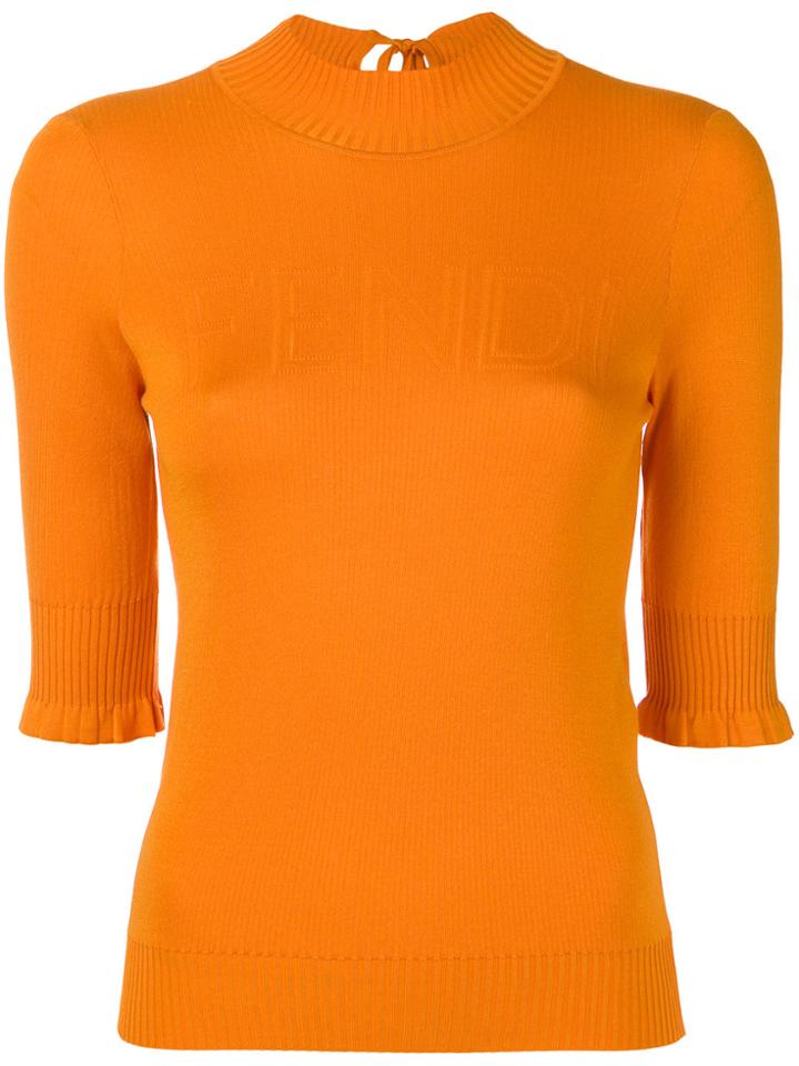 Fendi Knit Logo Top - Yellow & Orange