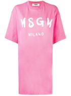 Msgm Logo Print Oversized T-shirt - Pink