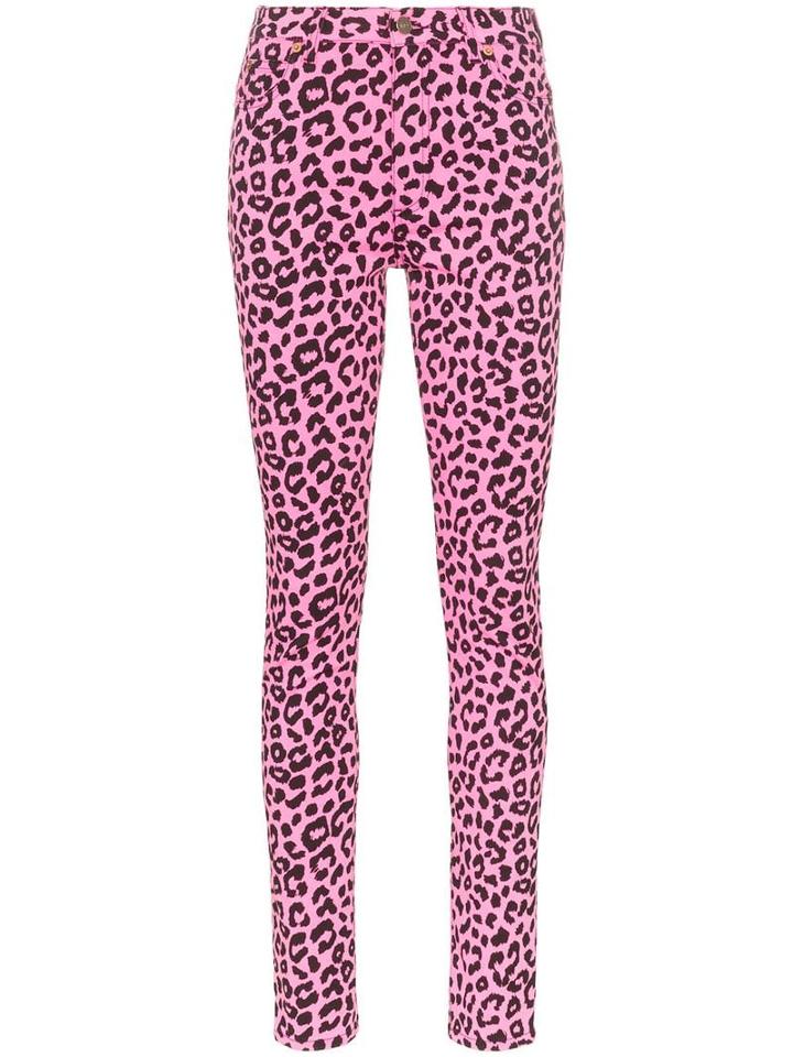 Gucci Leopard Print High-waisted Skinny Jeans - Pink