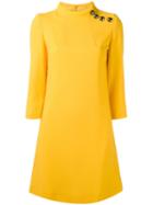 Goat - Buttoned High Neck Dress - Women - Polyester/acetate/wool - 10, Yellow/orange, Polyester/acetate/wool