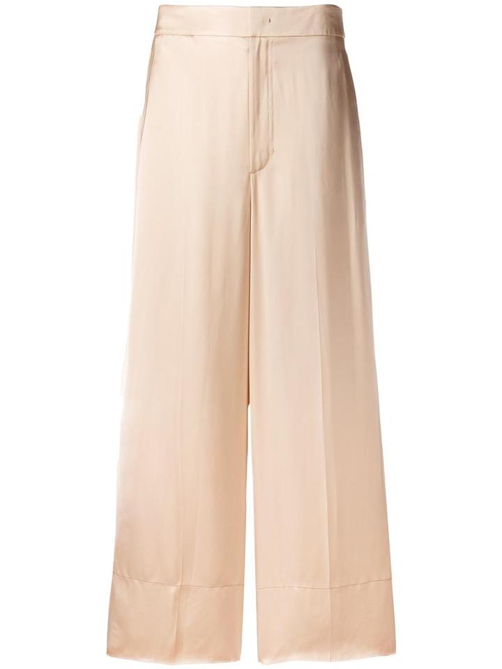 Helmut Lang Wide-leg Trousers, Women's, Size: 6, Nude/neutrals, Silk/viscose