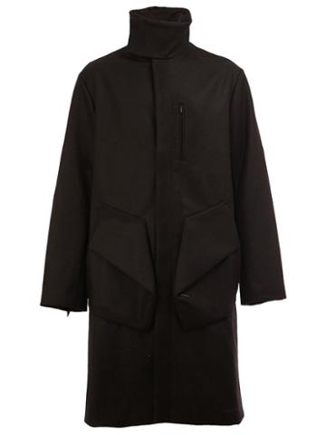 Moohong Asymmetric Pocket Long Coat, Men's, Size: 44, Black, Cashmere/wool