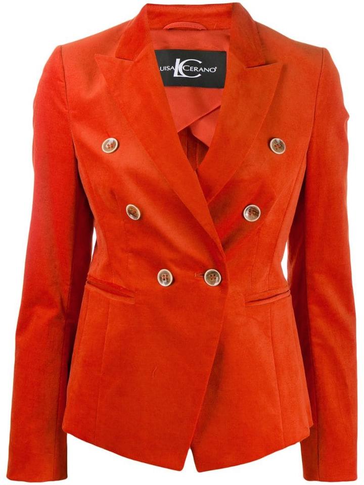 Luisa Cerano Classic Double-breasted Blazer - Orange
