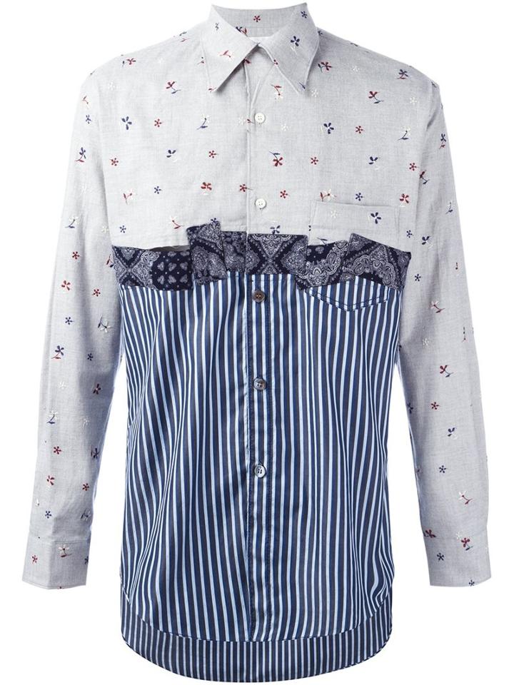 Comme Des Garçons Shirt Pinstripe Print Contrast Shirt