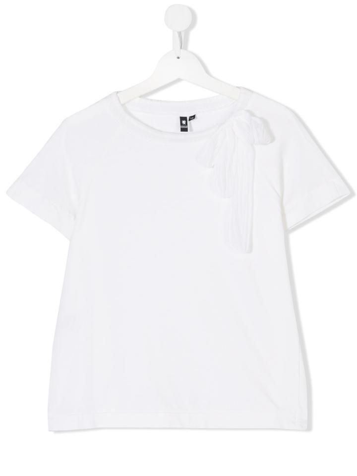 European Culture Kids Ribbon Embellished T-shirt - White