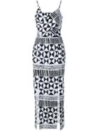 Tata Naka Rebecca Geometric Print Cut-out Dress - Black