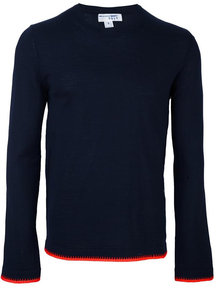 Comme Des Garçons Shirt Boy Crew Neck Jumper, Size: Large, Blue, Acrylic/wool