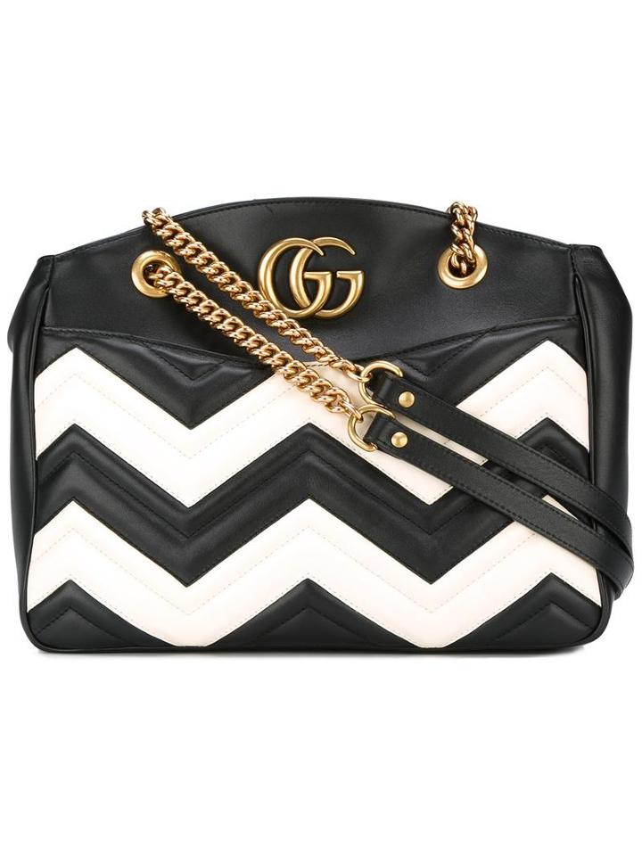 Gucci Gg Marmont Structured Shoulder Bag, Women's, Black, Calf Leather