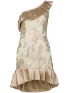 Christian Pellizzari Single Shoulder Jacquard Dress - Metallic