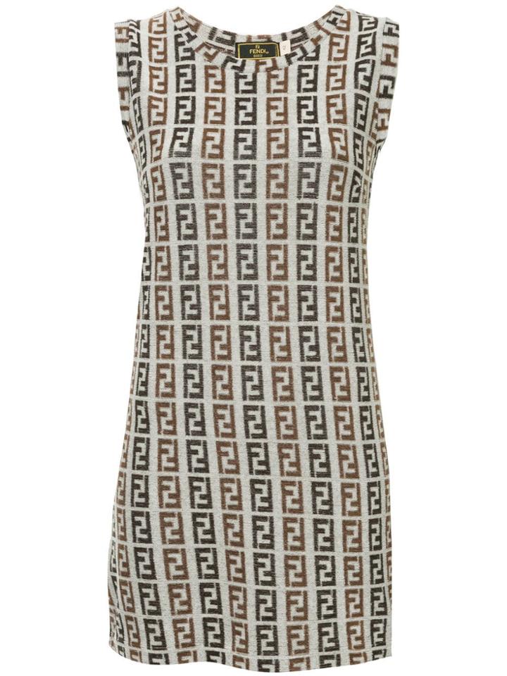 Fendi Vintage Zucca Sleeveless One Piece Dress - Brown