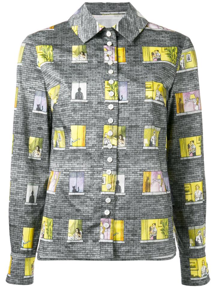 Olympia Le-tan Patchwork Patterned Shirt - Grey