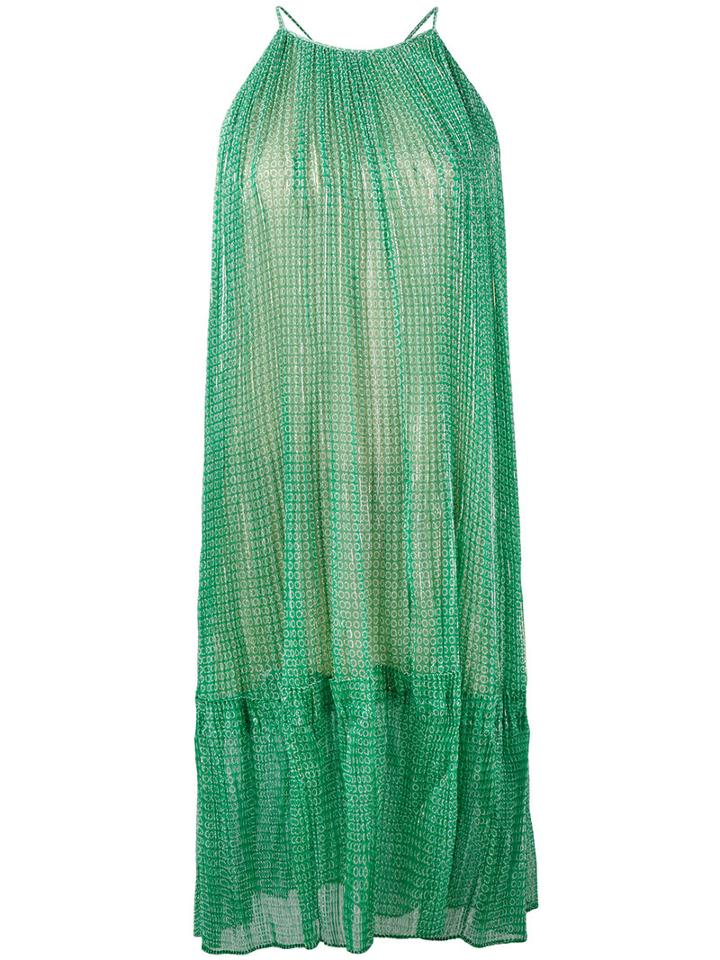 Stella Mccartney - Star Print Tiered Dress - Women - Silk/polyester - 38, Women's, Green, Silk/polyester