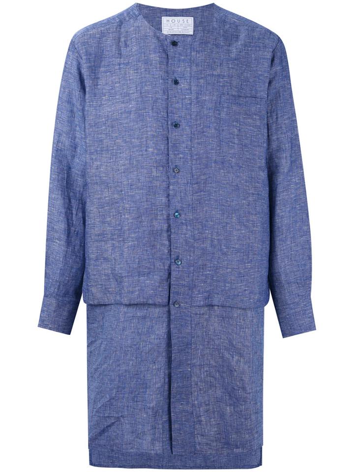 House Of The Very Islands - Plain Long Shirt - Unisex - Linen/flax - S, Blue, Linen/flax