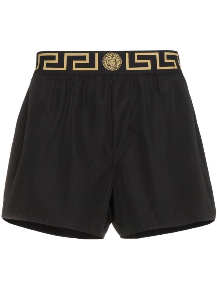 Versace Greek Key Border Swim Shorts - Black