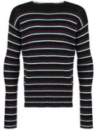 Prada Striped Knit Shetland Sweater - Black